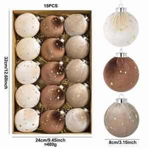 Boules de Noël Vintage de Luxe Léger, Faites à la Main, en Plastique, Texture Velours, Pailletées, pour Décoration de Scène de Banquet, Vente Directe Usine - Product Image 4
