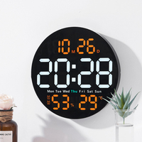 Jam Dinding Plastik Dekorasi Rumah Layar Besar Digital LED dengan Remote Control Kelembaban Suhu Ruang Tamu Hadiah