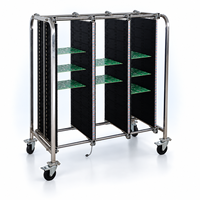 Chariot de manutention antistatique pour circuits imprimés avec roues, en acier inoxydable, pour le stockage sécurisé des cartes de circuits