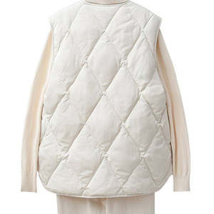 <span class=keywords><strong>Gilet</strong></span> matelassé personnalisé avec logo, motif losanges, ultra-léger, chaud, sans manches, coupe ajustée, boutons-pression, pour <span class=keywords><strong>femme</strong></span> - Product Image 3