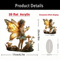 Ornement féerique en acrylique plat 2D, fleur, ailes de papillon, elfe, figurine de bureau pour la décoration de la maison, décoration de table, décoration de fenêtre, kit d'assemblage