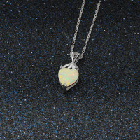Chaîne à maillons tendance pour femme Sweet Love, en argent sterling S925 plaqué rhodium, avec pendentif en opale en forme de cœur, cadeau pour fiançailles, mariage ou fête