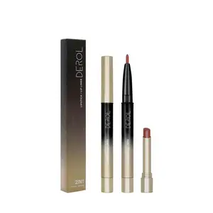Wholesale Fashionable moisturizing Double Heads Waterproof 12 Colors Matte Lip Liner With Lipstick for lady