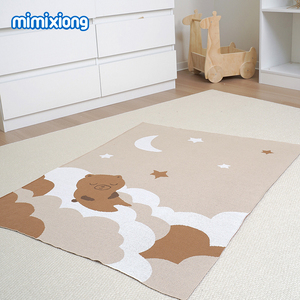 Nouveauté, couverture en coton Mimixiong OEKO Tex, jacquard, motif ours adorable, couverture pour bébé nouveau-né, couverture tricotée - Product Image 4