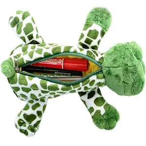 Pochette de papeterie en forme de <span class=keywords><strong>tortue</strong></span> verte avec de grands yeux pour filles garçons sacs porte-crayon en peluche personnalisés promotionnels - Product Image 3