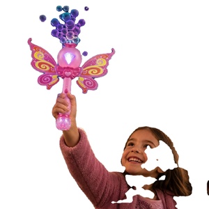 10-Inch Pink Butterfly Diamond Princess Bubble Wand Set with Flashing Light for Kids' Outdoor Play and Party Fun <b>Toys</b> - Product Image 3