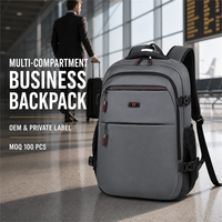 Sac à dos professionnel OEM personnalisé multi-compartiments avec compartiment pour ordinateur portable 15,6 pouces et pochette pour chariot, idéal pour les acheteurs en voyage