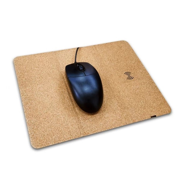 OEM Logo Eco Friendly Cork 5W 10W 15W Tri-fold Wireless Charging Foldable Phone Mousepad Wireless Charger Mat Mouse Pad