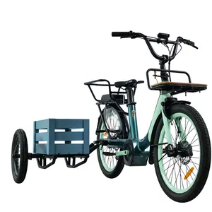 China fábrica personalizado ebike carga escondida bateria bicicleta elétrica sidecar 3 rodas com assento infantil