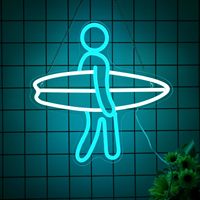 Surfeur Surf Led Lumière Décoration Murale LED Sport Lumière Alimenté Réglable Luminosité Commutateur Chambre Décor Cadeaux Adolescents Enfants