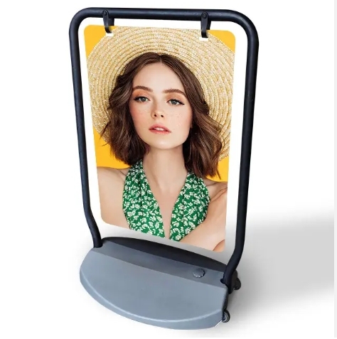 Outdoor Stand Advertising Poster Stands Powder Coated Steel Swinging Pavement Sign Stand Board