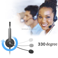 Casque téléphonique filaire léger à double écouteur 3,5 mm USB avec microphone antibruit pour centre d'appels