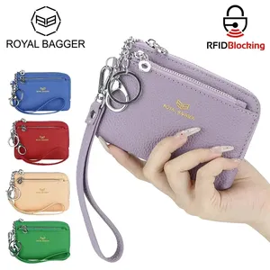 กระเป๋าใส่เหรียญหนังแท้สำหรับผู้หญิง - กระเป๋าสตางค์ใบเล็กป้องกัน RFID กระเป๋าใส่เหรียญแบบซิปสำหรับใช้ในชีวิตประจำวัน RB1903-1 - Product Image 1