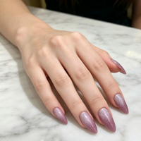24 faux ongles en forme d'amande, motif goutte d'eau, ABS, violet clair, paillettes argentées, ombré, style INS, réutilisables, avec colle