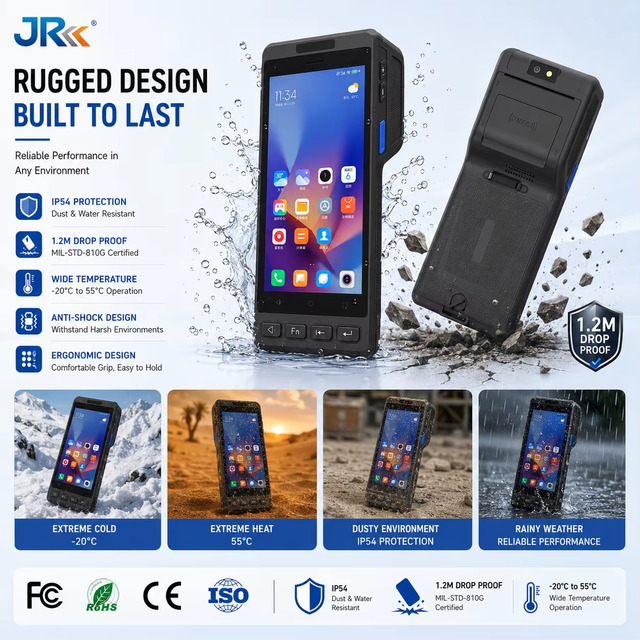 JR YK58D 5.5 Inch 4+64G Android Handheld POS Terminal Thermal Sticker Printer 2D Barcode Scanner NFC Reader