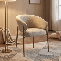Chaise de salle à manger MULIGNA moderne en acier inoxydable avec pieds métalliques, assise capitonnée et dossier incurvé pour la maison, l'hôtel, l'entrepôt et les bars domestiques