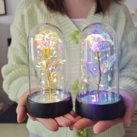 Rose éternelle lumineuse LED en feuille d'aluminium, cadeau pour la Saint-Valentin, décoration de fête de mariage, fleurs artificielles lumineuses, décoration de Noël