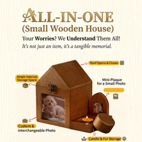 Boîte commémorative triangulaire moderne de luxe en bois de Paulownia, écologique et durable, avec fenêtre photo et porte-bougie pour cendres de chien et de chat - Vente en gros