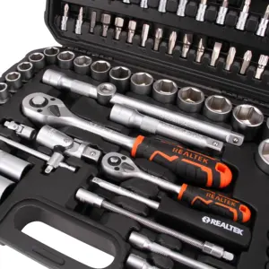 Realtek 94Pcs CRV Professional Socket Set Kit de herramientas Mecánico Juego de herramientas Herramientas para el hogar