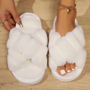 Chaussons d'intérieur pour femmes à bout ouvert, en coton, avec mousse à mémoire de forme et semelle extérieure en EVA, style fourrure hiver, respirants et amortissants – Nouveauté 2025, Vente Flash - Product Image 5