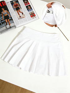 4-Piece Women's Casual Summer A-Line Sports Skirt Set Pockets Regular Waist Solid Color Comfortable Milk Fiber Knitted Fabric - Product Image 2