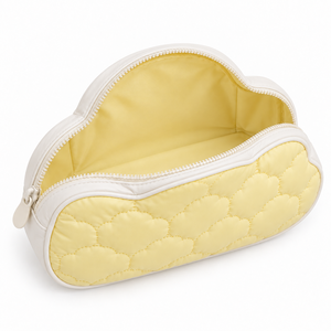 Makeup Bag Cloud Shape Puffy Quilted <b>Mini</b> Travel Wash <b>Pouch</b> Cream Yellow Single Layer Zipper Custom Logo - Product Image 5