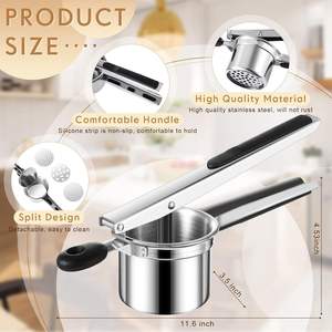 2024 Hot Selling 8 Piece Italian Manual Multifunction Stainless Steel <b>Potato</b> <b>Masher</b> Hand Vegetable Slicer Scrubber Plates - Product Image 3