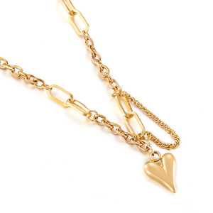 Nouvelle Mode Bijoux <span class=keywords><strong>Grossiste</strong></span> <span class=keywords><strong>Acier</strong></span> <span class=keywords><strong>Inoxydable</strong></span> Or 18K <span class=keywords><strong>Bracelet</strong></span> Pendentif Coeur Pour Femmes - Product Image 3