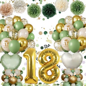 <strong>18th</strong> <strong>Birthday</strong> <strong>Party</strong> <strong>Decorations</strong> Green Gold Rubber Number-Shaped Balloons and Banner with Confetti for Girls and Boys - Product Image 4