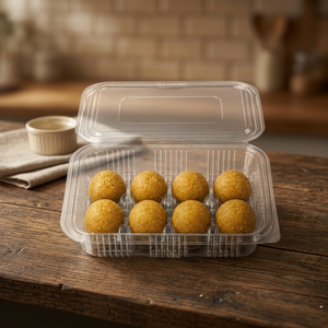 Crystal-<b>clear</b> Recyclable Food Grade PET Laddoo Mooncake Tray 600 ML Capacity Hinge <b>Container</b> Customizable Printing Bakery Sweets - Product Image 3