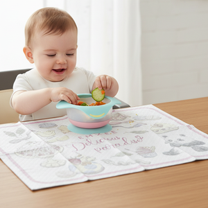 Baby Feeding Mat Rectangle Fabric Non-Slip Cute Design Table Pad for Mealtime - Product Image 1
