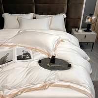 Parure de lit moderne pour chambre d'hôtel, housse de couette en satin de coton rayé, écologique, 200 fils/cm²