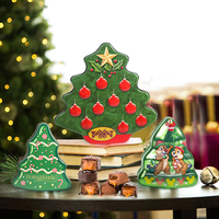 Boîte en fer blanc de Noël directe d'usine pour cadeau paquet de biscuits de bonbons pots en fer blanc de Noël personnalisés étain d'arbre de Noël en métal recyclable