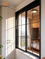 Ventanas Corredizas Francesas de Aluminio con Doble Acristalamiento, Ventana Corrediza de Vidrio con Rejilla Impermeable y Resistente al Viento para Casas