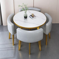 Table à manger contemporaine en bois massif multifonctionnelle pour la maison, l'hôtel, la cuisine, le salon, avec 4 chaises