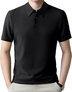เสื้อโปโลแบบถักทรงสลิมฟิตสำหรับผู้ชายเนื้อผ้าระบายอากาศได้ดีเพิ่มการไหลเวียนของอากาศสำหรับชุดลำลองในกิจกรรมกลางแจ้ง - Product Image 1