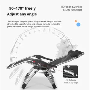 Nero stile moderno in metallo reclinabile sedia da esterno uso della casa pieghevole letto sedia da ufficio per il tempo libero spiaggia all'aperto - Product Image 2