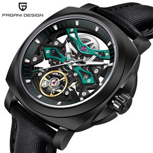 Nouvelle montre sport mécanique de luxe pour homme PAGANI, cadran carré, bracelet en cuir, boîtier en acier inoxydable, étanche 5 BAR, chronographe - Product Image 5