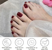 DUKASOU Bandes de gel de résine semi-durcies pour pédicure, 32 autocollants couleur unie pour ongles d'orteil, enveloppes complètes pour ongles d'adultes, inclut des tampons de préparation pour les ongles
