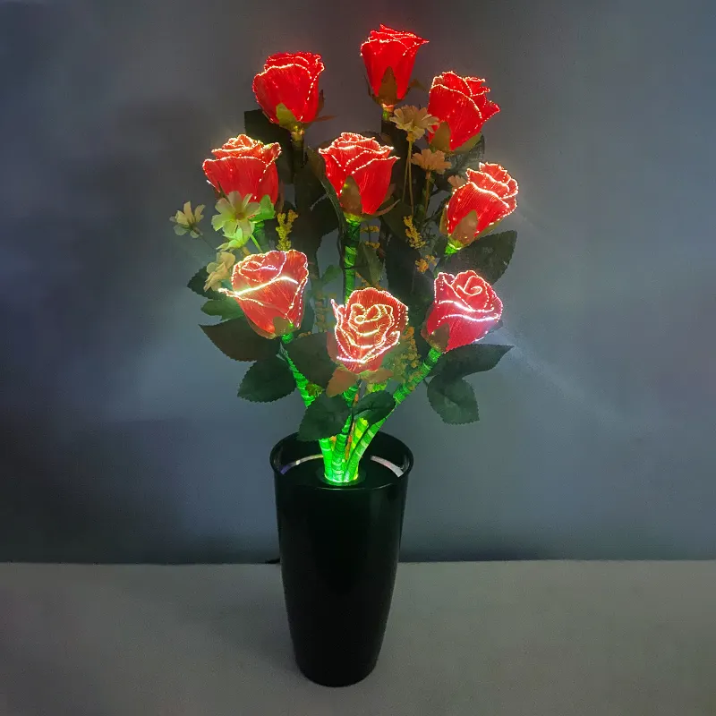 Simulation Rose Blume LED-Lichtturm Garten Hof Rasen Nachtlampe Landschaft Garten Heimdekoration Blumen Steck-in-LED-Blumenlicht