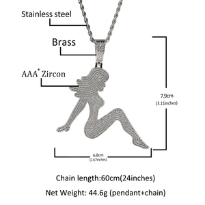 Hip Hop CZ Sex Lady pendentif collier 18K plaqué or Bling Bling fille pendentif cadeau femmes <span class=keywords><strong>homme</strong></span> rappeur <span class=keywords><strong>bijoux</strong></span> - Product Image 3