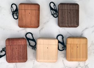 Boîte <span class=keywords><strong>Airpods</strong></span> Pro 1 2 3 4 Max, boîtier en bois véritable de bambou, fait à la main, avec crochet, nouveauté - Product Image 2