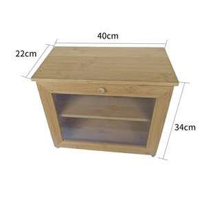 Caja de Pan de Bambú de Dos Niveles con Puerta Individual, Cajón de Almacenamiento, Contenedor a Prueba de Polvo para Panadería - Product Image 2