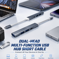 Docking Station Multiport 5 in 1 Tipe-C Plug and Play, USB3.0, Pengisian Cepat PD, Adaptor Pembagi USB Laptop