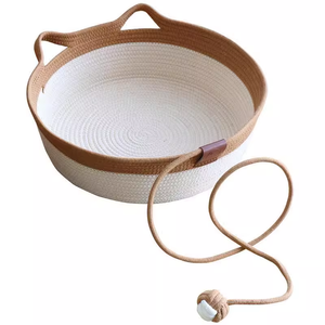 Hete Aanbieding Natuurlijke <span class=keywords><strong>Rattan</strong></span> Kattenbed Hol Handgemaakt Opvouwbaar Katoenen Touwmandje Hot Selling Huisdierenbedden Modieuze Stijl voor Honden Huisdieren - Product Image 4