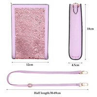 Petites pochettes à bandoulière en cuir PU souple essentielles pour femmes portefeuille de téléphone paillettes brillantes sac de téléphone portable bling