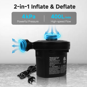GR-196 DELLATE Electric <b>Air</b> <b>Pump</b> 220V Inflator Deflator for <b>Air</b> <b>Bed</b> Sofa Pool Vacuum Storage Plastic Body Black - Product Image 2