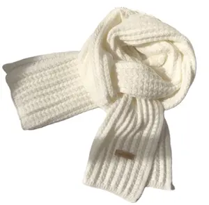 New arrived white knitted scarf soft winter scarf for women 100% acrylic knitted scarves