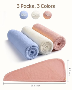 Ensemble de serviettes de cheveux en <span class=keywords><strong>microfibre</strong></span> 3 pièces en gros à séchage rapide, enveloppement de serviettes de tête <span class=keywords><strong>anti</strong></span>-frisottis - Product Image 6