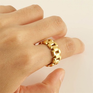 Anillos de puño al por mayor, joyería chapada en oro, anillos huecos ajustables de acero inoxidable para mujer - Product Image 3